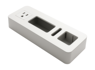 Electric panel featuring multiple access points for efficient home office cable management.