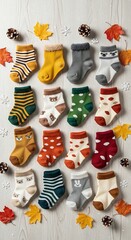 Colorful Baby Socks Collection - A Variety of Patterns and Designs.