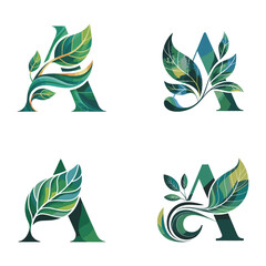 "Leaf Letter A Logo Design - Green Nature Inspired Typography"