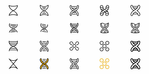 Explore modern science with stylized DNA icons, perfect for educational materials, research presentations, or innovative healthcare branding, showcasing genetic concepts