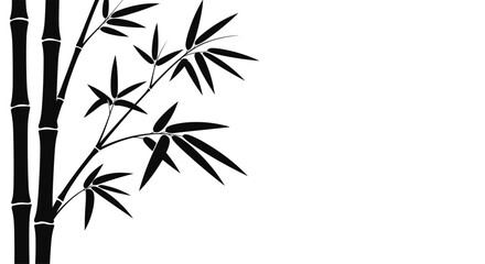 Fototapeta premium Elegant Bamboo Stalks and Leaves Silhouette Illustration.