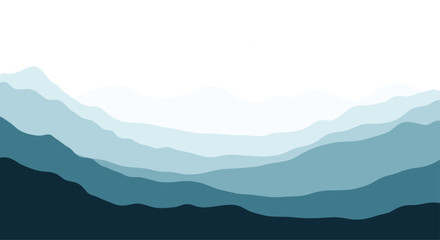 Layered Blue Mountains Landscape Abstract Background.