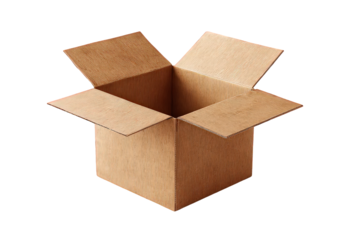 Open Wooden Box Rendered On Transparent Black Background With Textured Surface