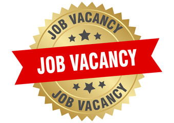job vacancy. job vacancy round red and gold label isolated on transparent background