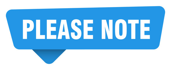 please note sticker. please note blue sign isolated on transpatent background