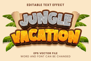 Jungle vacation forest zoo game theme 3d editable vector text effect