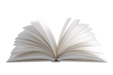 Open Book with White Pages on Black Background Selective Focus