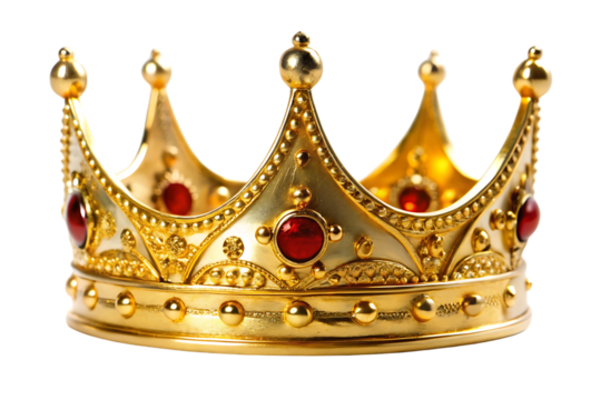 Gold crown with red jewels on it - Powered by Adobe