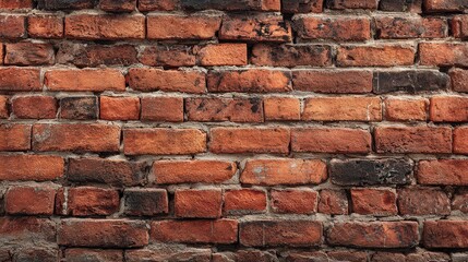 Obraz premium Rustic Red Brick Wall Texture with Weathered Appearance Old Masonry Background in Horizontal Full Frame Shot Ancient Architecture Pattern