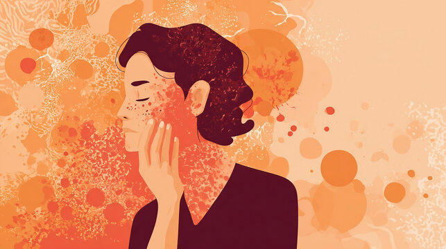 illustration of skin disease concept. Skin rash, psoriasis