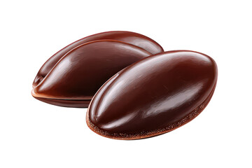 Obraz premium Close Up of Two Glossy Dark Brown Oval Shapes Against Transparent Background