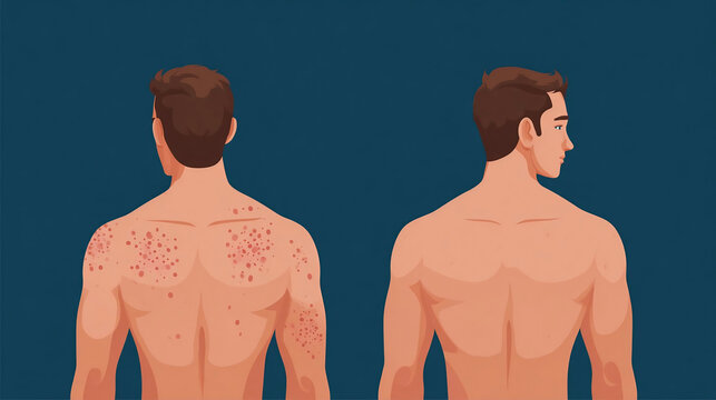illustration of a body with acne before after.