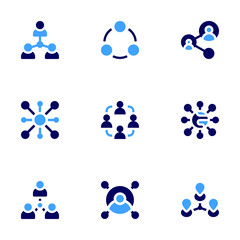 Connect icon set. Bold style. Duotone colors. people, connect, connection, affiliate marketing, link, network