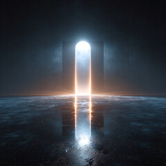 Abstract glowing doorway a portal to another dimension concept for hope and new beginnings