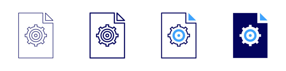 Project setup icon in 4 different styles. Thin Line, Line, Bold Line, Duotone. Duotone style. Editable stroke