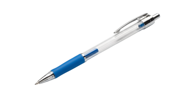 Blue gel pen with clear body isolated on transparent background a writing instrument for smooth and precise lines in office and school
