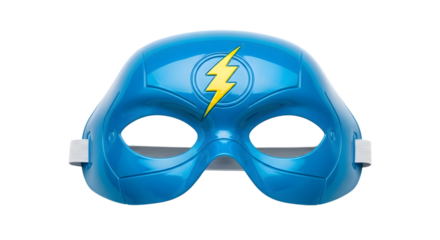 Blue superhero mask with lightning bolt isolated on transparent background this mask is perfect for costume parties, cosplay events, or adding a touch of fun