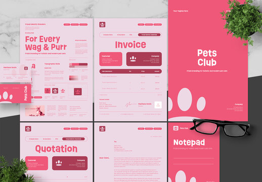Pink Black Pet Care Branding Pack