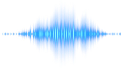 Abstract digital sound wave illustration on a blue and green background with lines of light and color