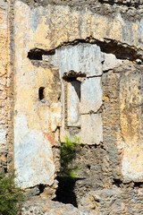Fethiye Kayaköy stone houses and ruins. Mugla, Turkey. Kayakoy ghost village. Turkey's abandoned houses. The Ghost Town of Kayakoy. Abandoned religious ghost city.