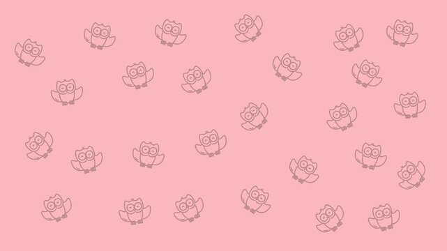 Owl pattern against a pink background color. Suitable for scrapbooking, stationery, textiles, and childrens products. Whimsical and trendy design.