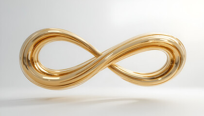 Naklejka premium Shiny golden infinity symbol isolated on white background representing forever