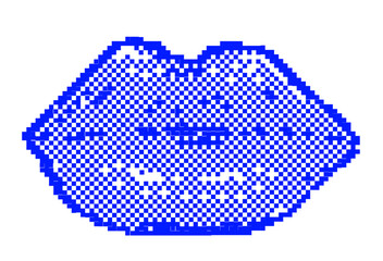 lips are glamorous. 8-bit Game graphics icons.  Retro   awards pixel art. Vector stock illustration. isolated on a white background.