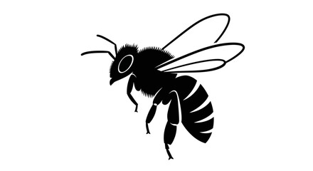 Silhouette of a bee in flight, symbolizing nature and pollination