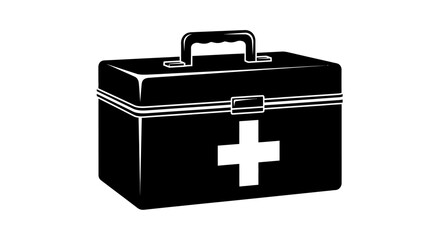 Obraz premium Compact medical kit with white cross symbol for emergency first aid supplies