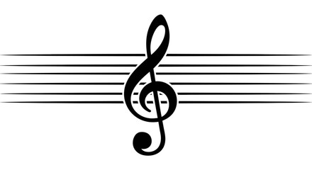 Elegant treble clef symbol resting on a musical staff, representing melody and harmony
