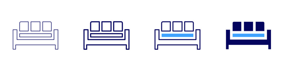 Sofa beige icon in 4 different styles. Thin Line, Line, Bold Line, Duotone. Duotone style. Editable stroke