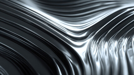 Abstract gradient metallic surface with smooth flowing lines and reflective texture, creating modern and futuristic background pattern with sense of movement and depth