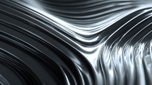 Abstract gradient metallic surface with smooth flowing lines and reflective texture, creating modern and futuristic background pattern with sense of movement and depth