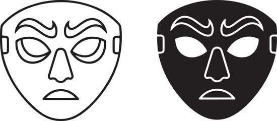 Vector art of  illustration of a theatrical mask with an angry expression, icon vector