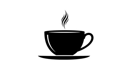 Obraz premium Steaming cup of coffee on a saucer, simple and elegant illustration