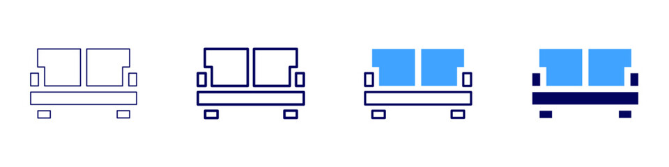 Sofa rack icon in 4 different styles. Thin Line, Line, Bold Line, Duotone. Duotone style. Editable stroke