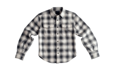 Stylish black and white plaid shirt display studio setting apparel photography casual environment front view fashion concept