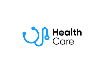 stethoscope health care medical logo design concept