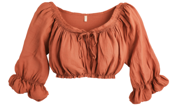 Trendy cropped blouse for women fashionable attire casual wear bohemian style elegant design studio background