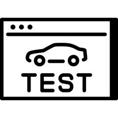 Car test icon representing vehicle inspection and diagnostics