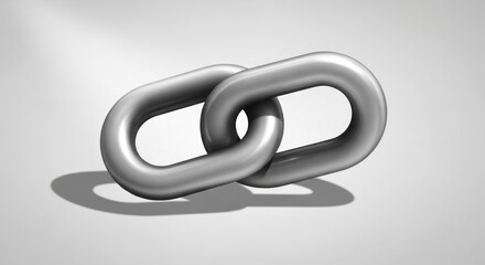 Interlocked Metallic Chain Links Symbolizing Strength, Unity, and Connection on a Clean White Background