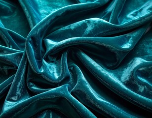 Obraz premium Teal velvet fabric background with rich texture and soft balanced directional light