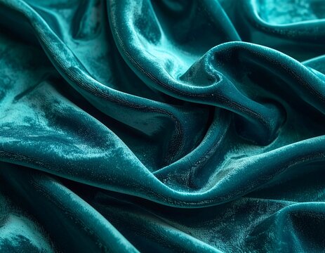 Deep teal velvet fabric with balanced lighting and smooth rich texture