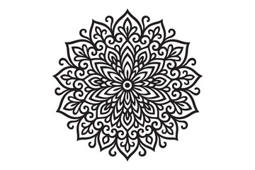 Intricate Mandala Design Vector Art - Black and White Floral Pattern