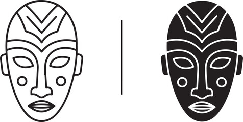 Vector art of african tribal mask in black and white, icon on © vectorzking