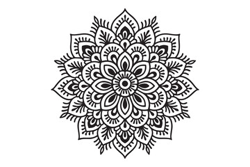 Intricate Mandala Design Vector Art - Black and White Floral Pattern