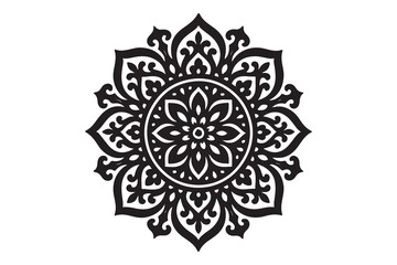 Intricate Mandala Design Vector Art - Black and White Floral Pattern
