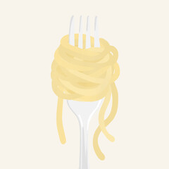 Pasta rolled up on a fork - food concept illustration