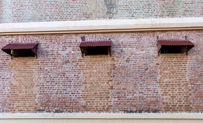 red brick wall of the cellular jail in port blair