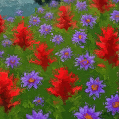 Various oil paintings, flowers, forests, streams, landscapes, birds, mountains, lakes, plum blossoms, cottages, chrysanthemums, roses, peonies, lotus leaves, lotus flowers, tulips